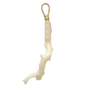 Wire wrapped white branch coral pendant